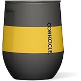 Corkcicle Stemless Insulated Wine Glass Tumbler - Keeps Beverages Cold 6 Hours & Hot 3 Hours - Stainless Steel - Easy-Grip - Summer Drinkware Gift - Keeps Drinks Ice Cold - 12 oz - Hufflepuff