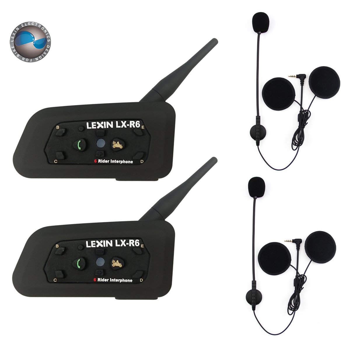 x LEXIN LX R Intercomunicador de motocicleta de Bluetooth Casco Comunicador Auricular