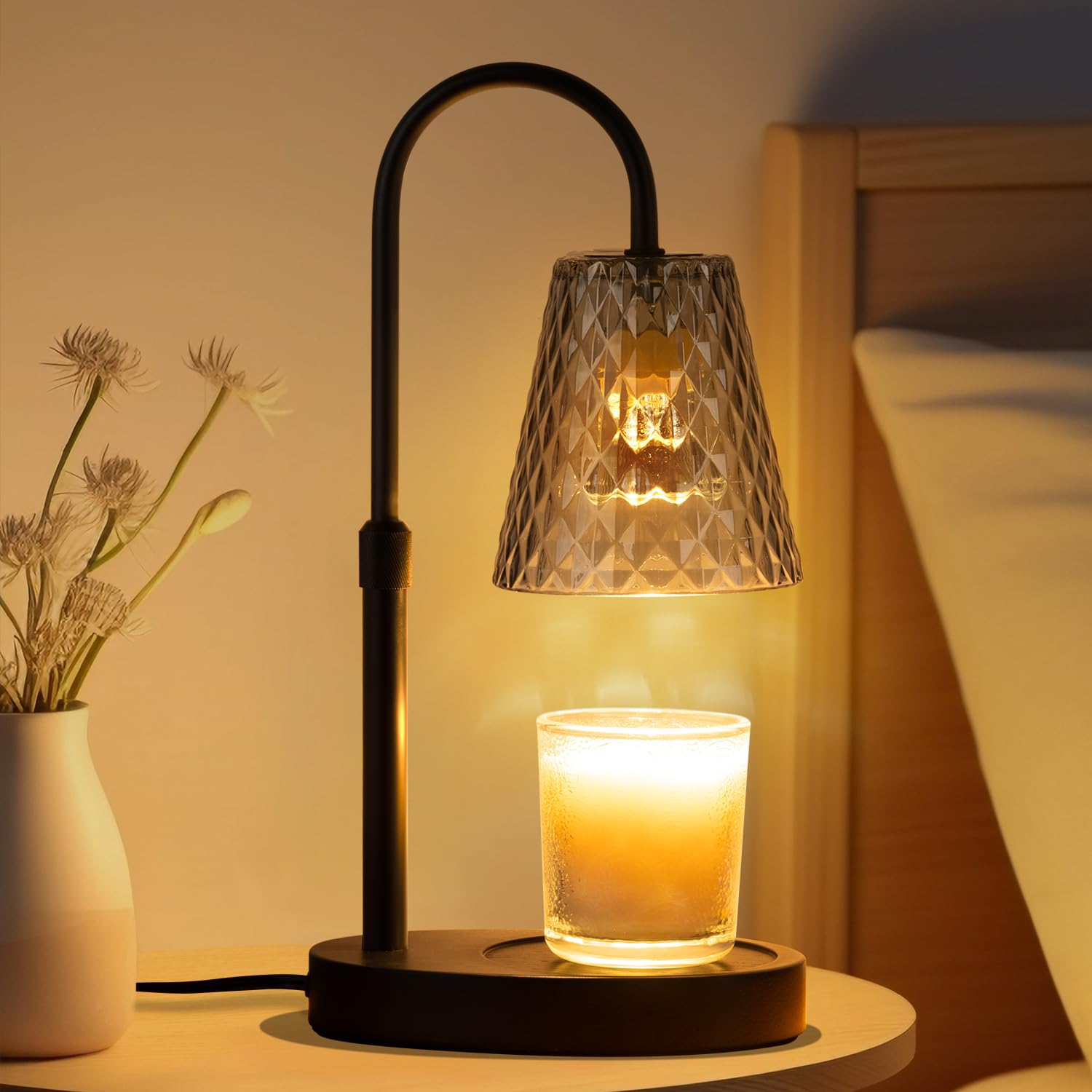 Photo 1 of Candle Warming Lamp with Timer : Adjustable Light Level Adjustable Height Flameless and Smokeless Safety Candle Lamps - Jar Candles Home Decoration