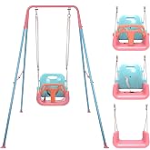 Foldable Toddler Swing Set for Indoor &amp; Outdoor Use | CPC Certified, Baby Swing with 3 Play Modes, Adjustable Height, Easy to Store