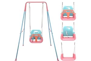 TOREVSIOR TALECO Gear Toddler Swing, 3-in-1 Swing Sets for Backyard, Baby Swing Outdoor/Indoor, Toddler Swing Set Suitable for Children 6 Months and Older (Pink)