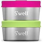S'well Stainless Steel Condiment Container Set of Two, 2oz, Dragonfruit/Kiwi, Single Walled Durable Construction, Leakproof Silicone Lids, Dishwasher Safe
