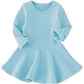 BGIRNUK Girls' Baby Dress Infant Toddler Girl Ruffles Long Sleeves Knit Sweater Cotton Dress