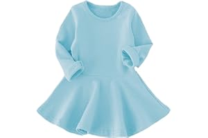 BGIRNUK Girls' Baby Dress Infant Toddler Girl Ruffles Long Sleeves Cotton Dress