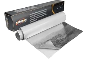 XINHAN AUTO PARTS Xinhan Gold-Silver Adhesive Backed Aluminized Thicken Fiberglass Sheet Practical Heat Shield Protection Barrier Cover Aluminized Heat Shielding Mat (Silver, 24 x 36 Inch)