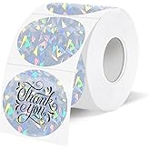 WANGHENG 1.5 Inch Thermal Labels,Holographic Circle Direct Thermal Stickers,for Address Design DIY Logo Business(300 pcs/Glass Fragments)