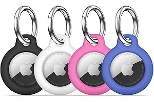 【4 Pack】 MOLOSLEEVE Airtag Holder Air Tag Case with Keychain, Anti-Scratch Airtags Key Chain for Apple Air Tags, Airtag Accessories for GPS Item Finder Tracker, Multicolor