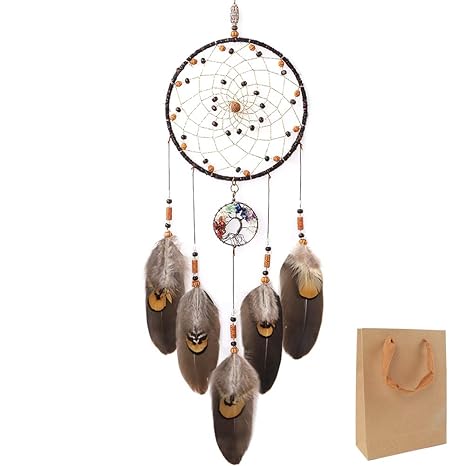 Outuxed Dream Catchers Tree Of Life Brown Handmade Feather Native