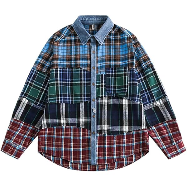 2601rs 　/ Plaid Patchwork Shirt Polo Ralph Lauren Mens SIZE L LARGE Patchwork Plaid Madras