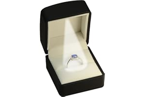 THE JEWELLERY PAK LED Black Ring Box for Proposal, Wedding, Engagement...Luxury Arc Shaped Top Design LED Ring Jewelry Gift Box with Light for Men for Women for Girls Box Dimension 2.28〞(W)*2.48〞(D)*1.65〞(H)
