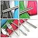 VICBAY 4 Pieces Stainless Steel Flatware Set, Knife Fork Spoon Chopsticks Set, Travel Camping Cutlery Set with Neoprene Case, Reusable Lunch Box Utensils, Portable Travel Silverware Set