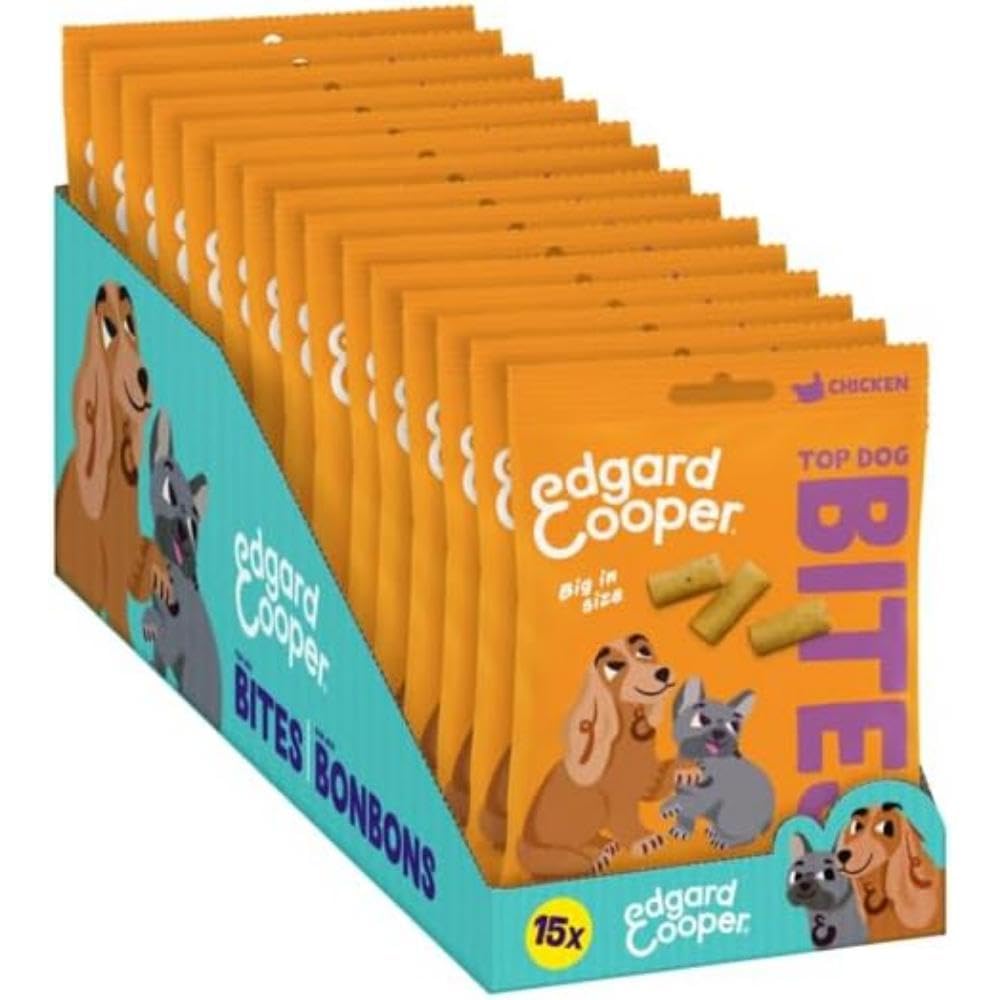 Edgard Cooper Natural Dog Treats, Chicken Top Dog Bites Large, 15 x 50g bag, Grain Free, High in Protein fresh meat, full of essential amino acids for healthy insides
