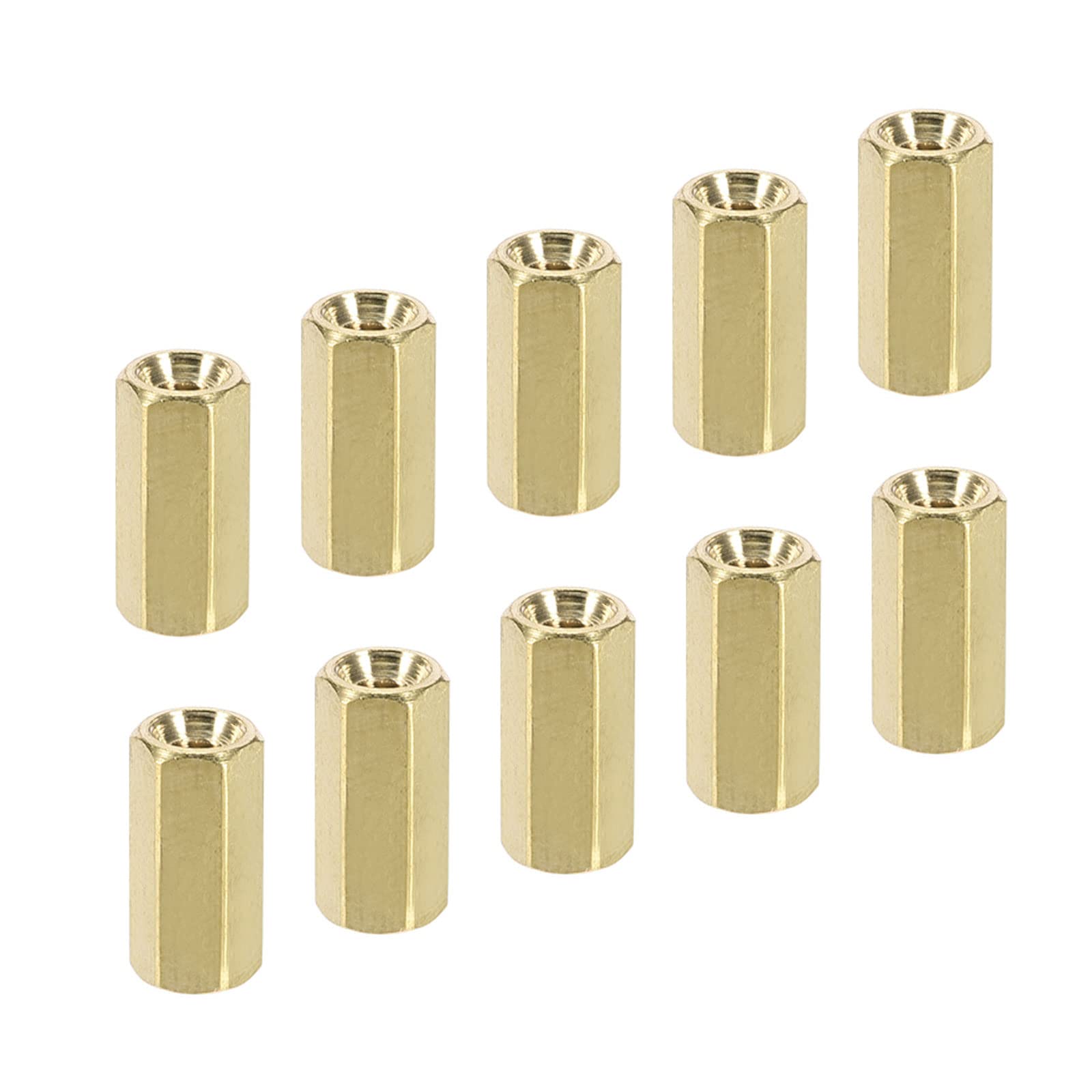 YOKIVE 20 Pcs M2.5 Spacers, Brass Hex PCB Standoffs Nuts, Keep Height Consistent, Great for Motherboard, Circuit Board, Electronics (Gold Tone, 10mm)