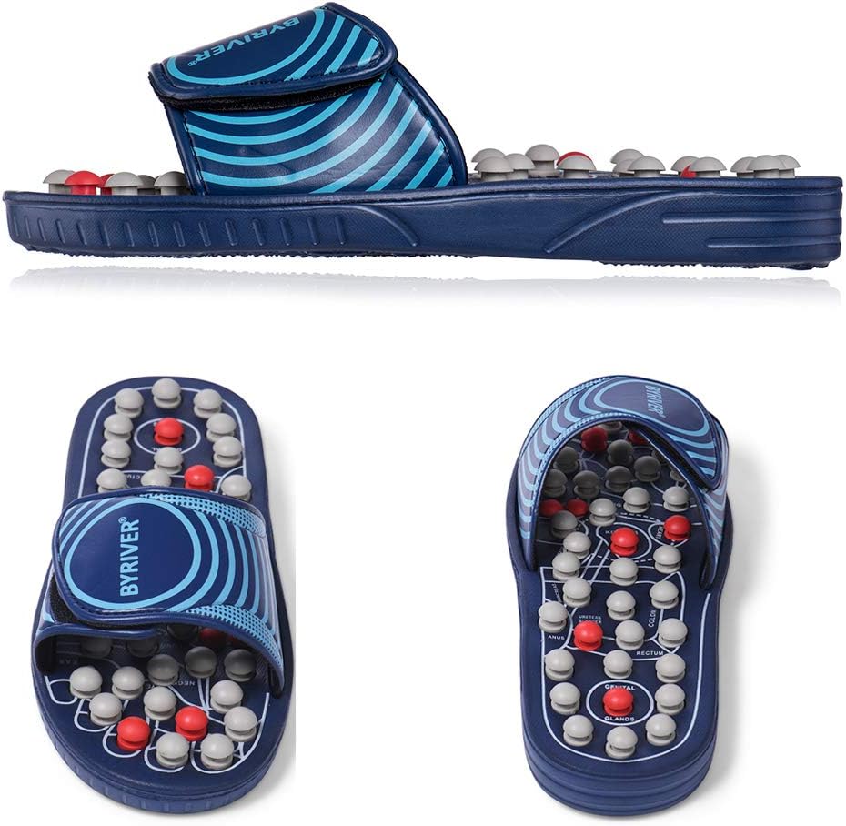 BYRIVER Reflexology Foot Massager Tools, Acupressure Massage Slippers Shoes Sandals Mat for Men Women, Acupuncture Stimulation Relief Plantar Fasciitis Heel Arch Arthritis Neuropathy Pain (05M): Health & Personal Care