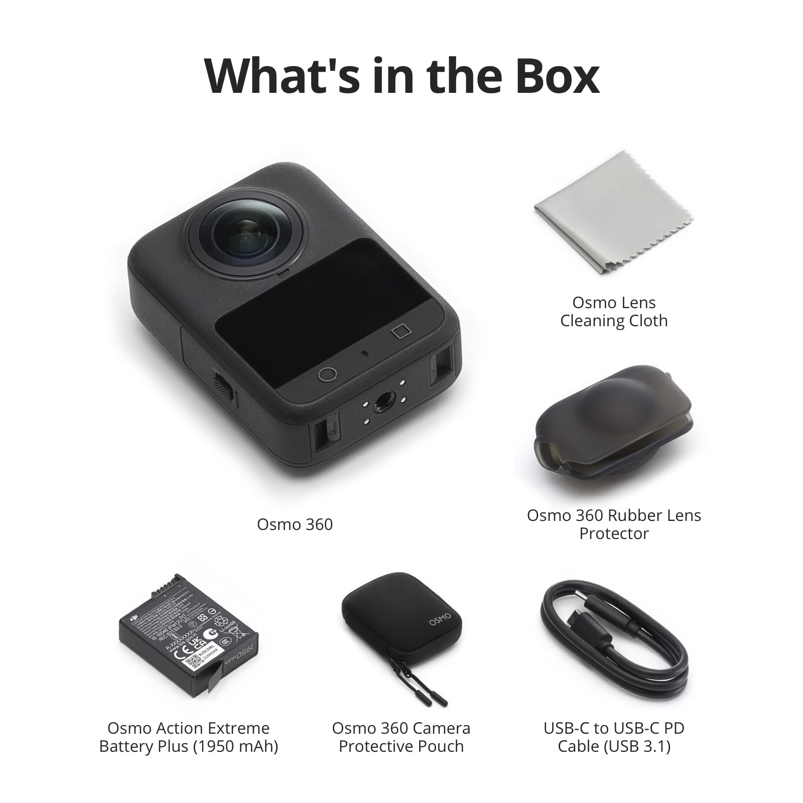 DJI Osmo 360 Camera, Waterproof 360° Action Camera with 1-Inch 360° Imaging, Native 8K 360° Video, 105GB Built-in Storage, 120MP 360° Photo, 100-Min 8K Recording, Action Camera for Sports