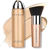 LOKFAR AirBrush Foundation Spray, Silky Mist Spray Makeup Kit with Brush, Full Coverage Foundation for Smooth Radiant Finish, Formula Breathable Lightweight Hydrating | #02 Nude