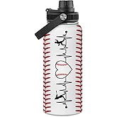 Baseball Water Bottle 32oz Stainless Steel Insulated Bottle for Men, Women, Sports Lovers - Baseball Gifts for Birthday, Christmas