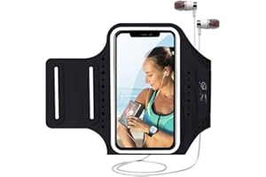 MILPROX Cell Phone Armband, Universal Waterproof Phone Arm Holder with Adjustable Elastic Band & Card Holder Fits for All Pho