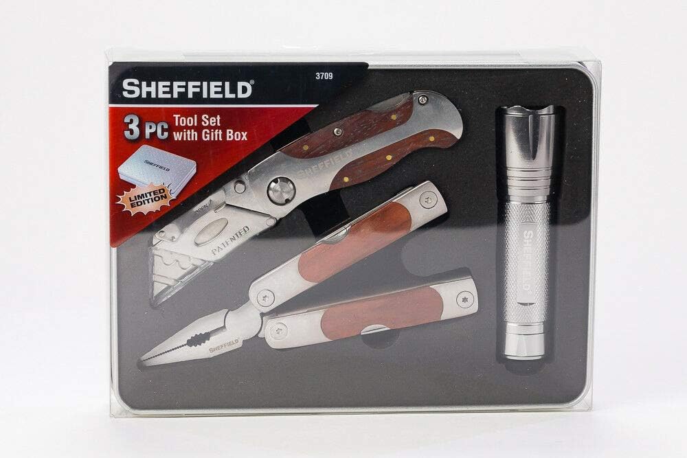 SHEFFIELD 3PCS TOOL SET WITH GIFT BOX ,WOOD FINISH Electronics