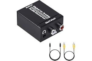 Anber-Tech Digital to Analog Audio Converter, Optical SPDIF Toslink Coaxial to Analog Stereo L/R and 3.5mm Jack DAC Converter with Optical &Coaxial Cable and Power Adapter for PS4 HDTV DVD Headphone