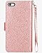 BENTOBEN iPhone 5S Case, iPhone SE Case, Sparkle iPhone 5 Wallet Case Glitter Credit Card Slots Cash Holder Luxury Shiny Bling Flip Faux Leather Protective Case for iPhone 5/5S/SE, Rose Gold