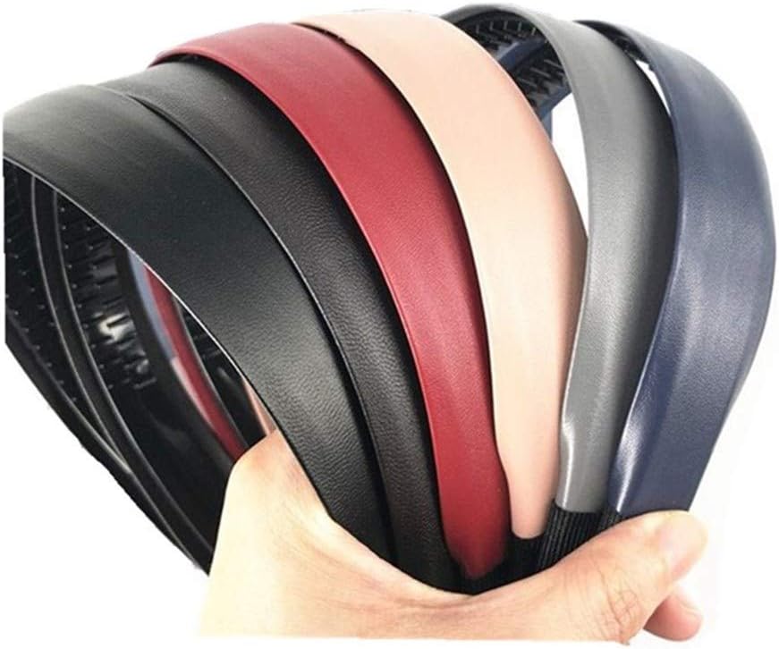 BzybelWomen Wide Solid Leather Headbands Plastic Hair Bands Hair Comb Elastic Bands Hair Ponytail Accessories with Teeth for Lady Girls Thick Fine Hair