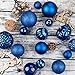 KI Store Blue Christmas Balls 34pcs 1.57-Inch Small Christmas Tree Decoration Ornaments for Xmas Tree Holiday Wreath Garland Decor Ornaments Hooks Included