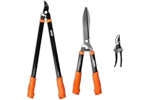 Coarbor 3 Piece Garden Tools Hedge Shear Trimmer Bypass Lopper Pruning Shears Ideal for Tree Branches Pruning Sharp Shrubs and Other Yard Work