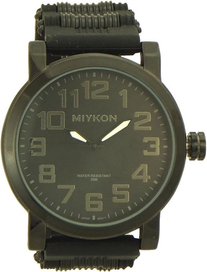 Miykon Sport`s Rubber Bullet Style Band Watch for Men Black