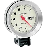 Equus 8068 3-3/8" Tachometer (DIS), White with Aluminum Bezel
