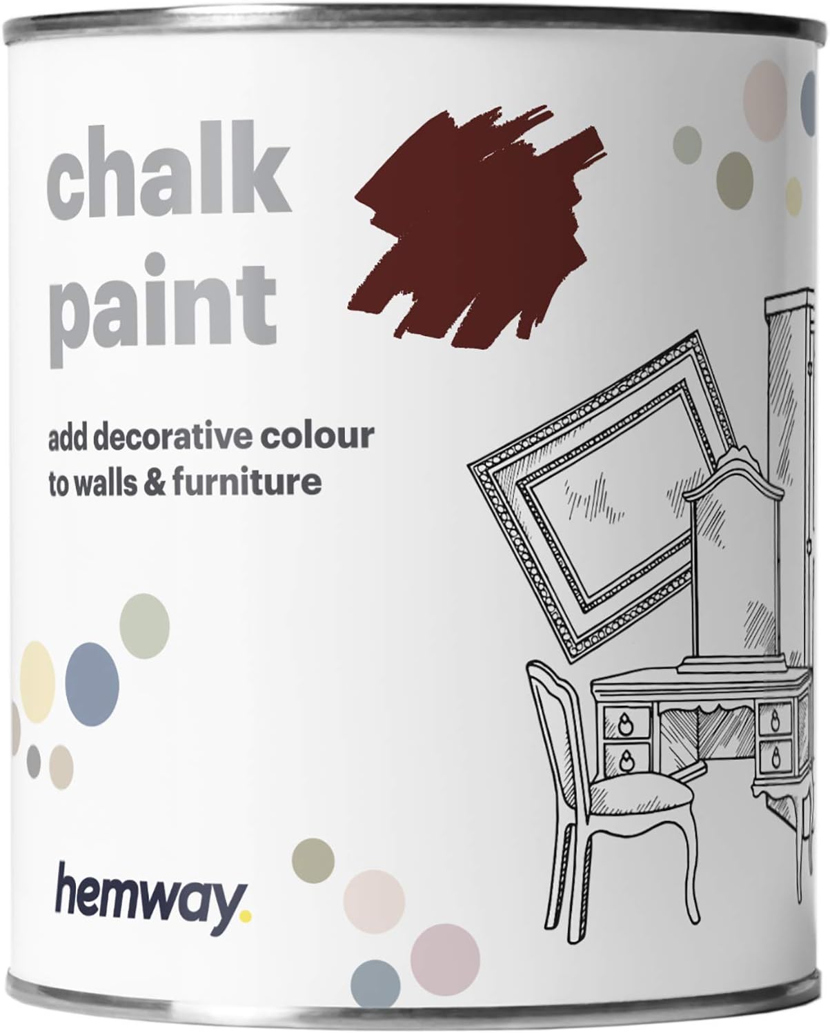 Hemway Chalk Paint Raspberry Red Furniture Paint 1L, Matt Finish Shabby Chic, Chalk Furniture & Walls, Quick Dry & 1 Coat