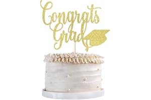 Qertesl Congrats Grad Cake Topper,2025 Graduation Cake Topper, Congrats Grad Decorations,2025 High School/College/Senior Graduation Party Decorations Supplies. (gold)