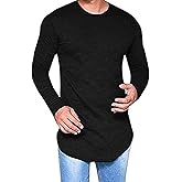 LIWEIKE Mens Hipster Hip Hop Longline Crewneck T-Shirt