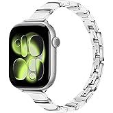 TRUMiRR Women Band for Apple Watch Series 11 10 42mm, Ceramic & Stainless Steel Watchband Slim Jewelry Strap for iWatch SE 3 Series 9 8 7 6 5 4 41mm 40mm 38mm