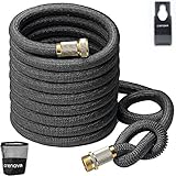 Crenova 50ft Expandable Hose Garden Hose with Double Latex Core, Solid Brass Connector and Extra Strength Textile