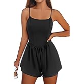 Ekouaer Womens Summer Sleeveless Workout Rompers Athletic Jumpsuit Double Lined Shorts One Piece Gym Yoga Clothes XS-XL
