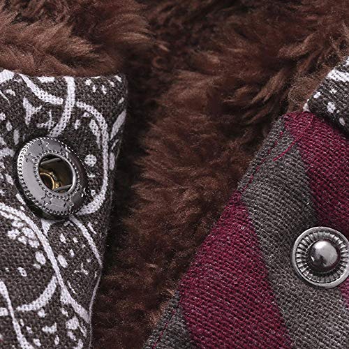 YOMXL Women Classic Pea Coat Winter Warm Faux Fur Fleece Outdoor Jackets Casual Printed Hooded Outwear