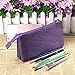 BTSKY Pencil Case with 3 Pockets- High Capacity Pen Bag Makeup Pouch Students Stationery Pencil Organizer (Purple)