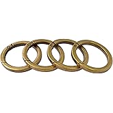 Bobeey 4pcs Round Carabiner Metal Spring Key Ring,Spring Snap Hooks Clip,Spring Keyring Buckle,Flat O ring for Purses BBC40