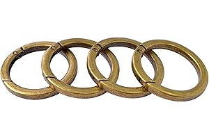 Bobeey 4pcs Round Carabiner Metal Spring Key Ring,Spring Snap Hooks Clip,Spring Keyring Buckle,Flat O ring for Purses BBC40