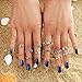 Zealmer Knuckle Ring Set Retro Silver Set of Rings Sun Moon Flower Leaves Statement Stacking Band Ring Set