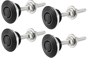ACROPIX Black Bumper Quick Release Lock Latch Aluminum Alloy Hood Pin Lock Push Button Bonnet - Pack of 4