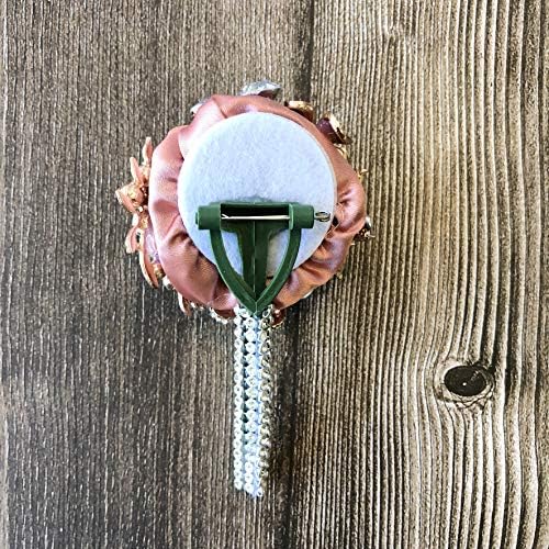 Luxurious Satin Corsage and Boutonniere Set with Rhinestone Brooches for Wedding and Prom