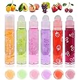 Baorder 6Pcs Roll-On Lip Gloss Set,Fruit Flavored Roll On Rollerball Lip Oil,Transparent Plumping Lip Gloss for Teens and Kids,Non Toxic Lip-Makeup Set