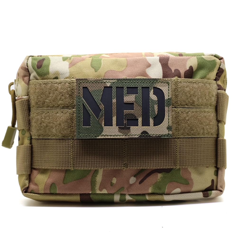 Multicam Camouflage Tactical MOLLE Pouch Waist Pack EDC Organiser Medic Tool Bag Airsoft Military Army Utility Belt Backpack Vest Pouch MTP (Pouch + IRR MED Patch)