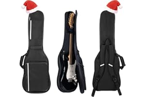 VEKTO Electric Guitar Gig Bag, Padded Soft Case with 900D Water-Resistant Fabric, Lightweight&Comfortable Backpack Straps, 2 Large Storage Pockets, Ideal for Home Storage, Lessons&Daily Travel–Black