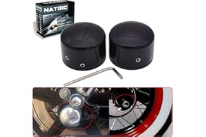 NATGIC Black Front Axle Nut Cover Axle Caps for Har*ley Softail Electra Road Glides Sport-ster - Set