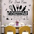 Wall Stickers - The Kitchen Is the Heart of Home Sign Decor, Eat Drink Enjoy Quotes, Removable DIY Vinyl Art for Living Room, Dining Room