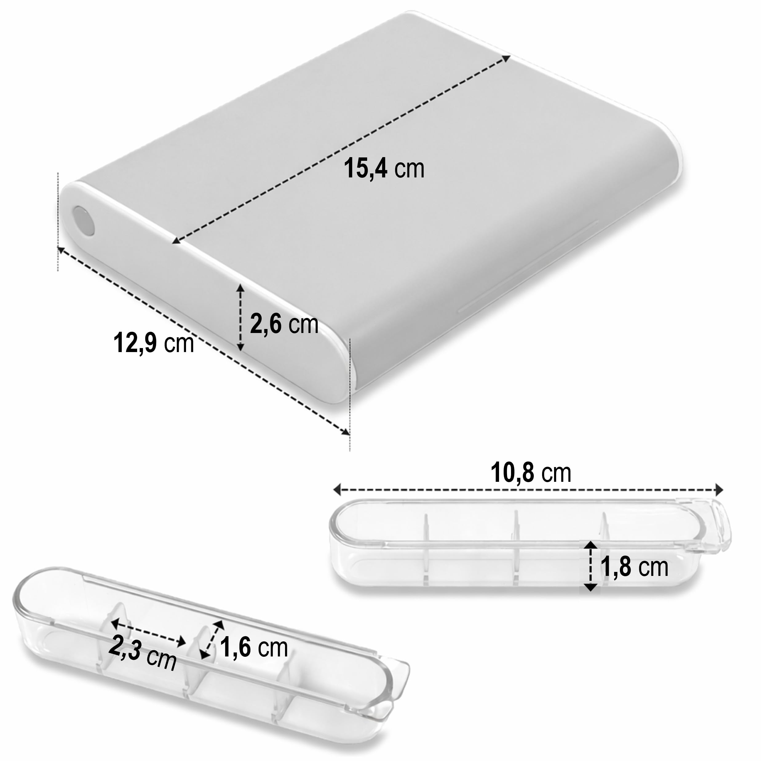 MEDICASE Exklusive und diskrete Tablettenbox 7 Tage | Dänisches Design | Hohe Qualität & Langlebigkeit | Für Heimgebrauch & Unterwegs | Kleine Dispenser, 4 Fächern, Wochentage auf Deutsch | Staub Grün 9