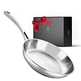 Lebof 12 Inch Stainless Steel Pan, 5-Ply Clad Base